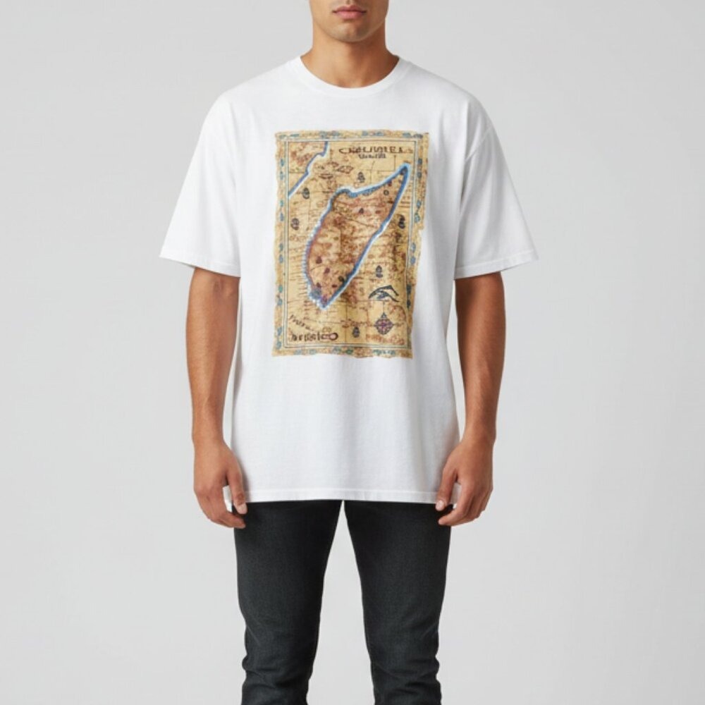 Yazbek Mexico Souvenir‎ T-Shirt Map Graphic Tee Large White Cotton